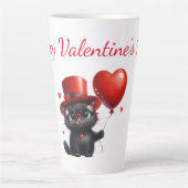 Funny Black Cat mit Balloons Valentinstag Milchtasse (Vorderseite)