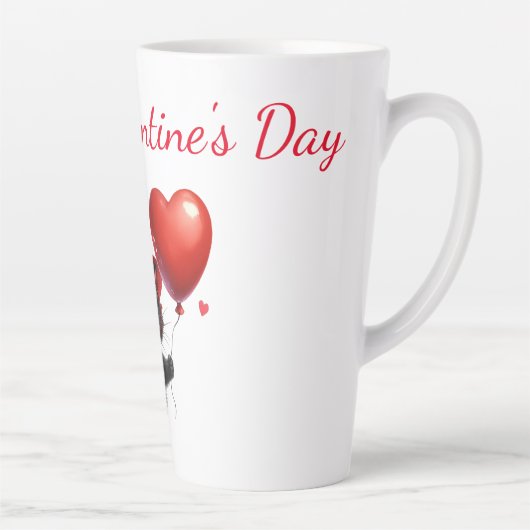 Funny Black Cat mit Balloons Valentinstag Milchtasse (Rechts)