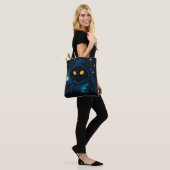 Funny Black Cat mit Hexenhut Tasche (Am Model)