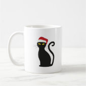 Funny Black Cat mit Weihnachtsmannmützen X-mas Tas Kaffeetasse (Links)