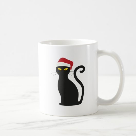 Funny Black Cat mit Weihnachtsmannmützen X-mas Tas Kaffeetasse (Rechts)