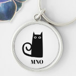Funny Black Cat Monogram Schlüsselanhänger<br><div class="desc">Niedliche schwarze Katze zum Glück. Originelle Kunst von Nic Squirrell. Ändern Sie die Initialen des Monogramms,  um sie zu personalisieren.</div>