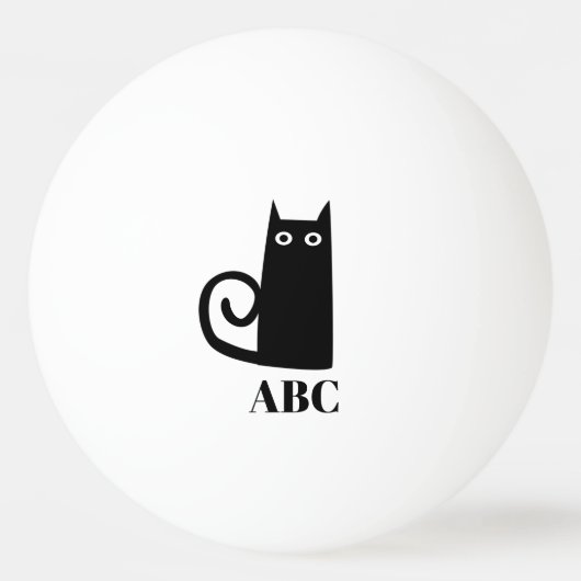 Funny Black Cat Monogram Tischtennisball (Rückseite)