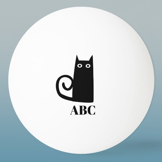 Funny Black Cat Monogram Tischtennisball
