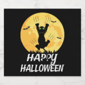 Funny Black Cat Moon Happy Halloween Bierflaschenetikett (Einzelnes Label)
