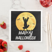 Funny Black Cat Moon Happy Halloween Serviette (Beispiel)