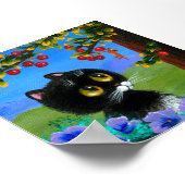 Funny Black Cat Mouse Cherries Creationarts Poster (Ecke)
