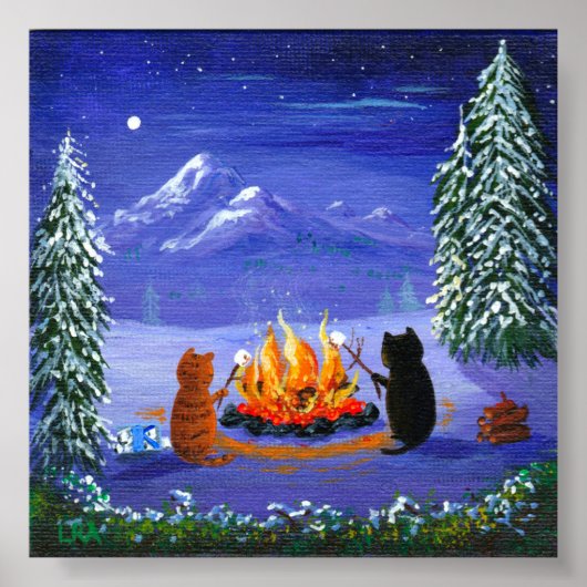 Funny Black Cat Mouse Creationarts Poster (Vorne)