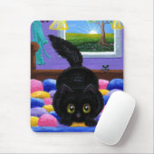 Funny Black Cat Mouse Quilt Mousepad (Mit Mouse)