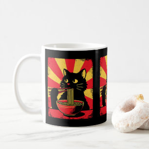 Funny Black Cat Noodle Lover Pet Besitzer Cat Love Kaffeetasse