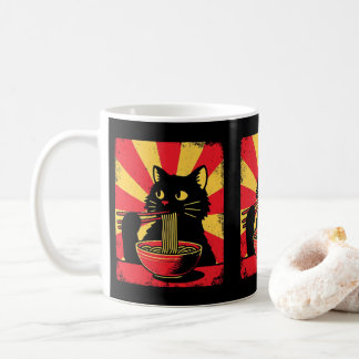 Funny Black Cat Noodle Lover Pet Besitzer Cat Love Kaffeetasse