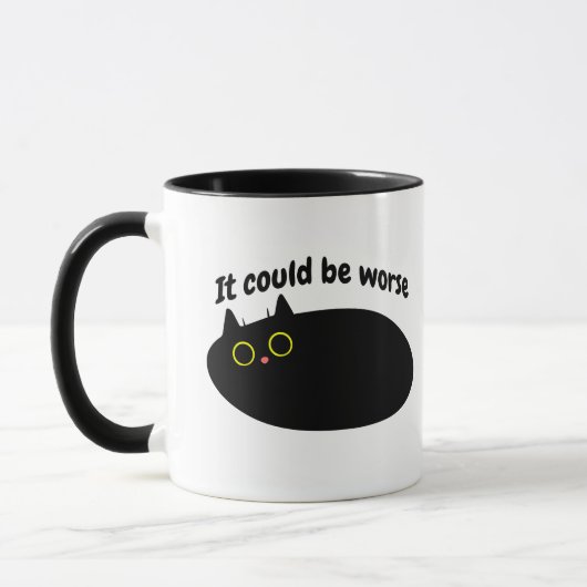Funny Black Cat optimistisch, gute Schwingungen, s Tasse (Links)