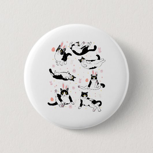 Funny Black Cat Ostereier Happy Osterfest Sonnen T Button (Vorderseite)