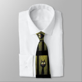 Funny Black Cat Painting Neck Tie Krawatte (Gebunden)