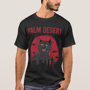 Funny Black Cat Palm Wüste T-Shirt