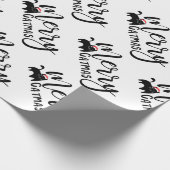 Funny Black Cat Pattern Merry Catmas Chrismtas Geschenkpapier (Ecke)