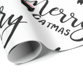 Funny Black Cat Pattern Merry Catmas Chrismtas Geschenkpapier (Rolleneckpunkt)