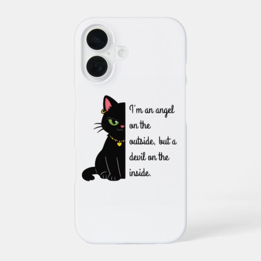 funny black cat phone case iPhone 16 hülle (Rückseite)