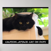 Funny Black Cat Poster, Attack Cat on Duty Poster (Vorne)
