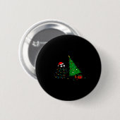 Funny Black Cat Pushing 67 Christmas Tree Over Cat Button (Vorne & Hinten)