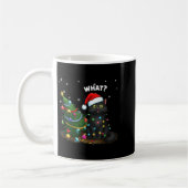 Funny Black Cat Pushing Christmas Tree  Kaffeetasse (Links)