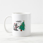 Funny Black Cat Pushing Christmas Tree Over Cat Wh Kaffeetasse (Links)