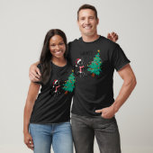Funny Black Cat Pushing Christmas Tree Over Cat Wh T-Shirt (Unisex)