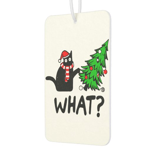 Funny Black Cat Pushing Christmas Tree Pet Lover Autolufterfrischer (Links)
