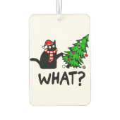 Funny Black Cat Pushing Christmas Tree Pet Lover Autolufterfrischer (Rückseite)