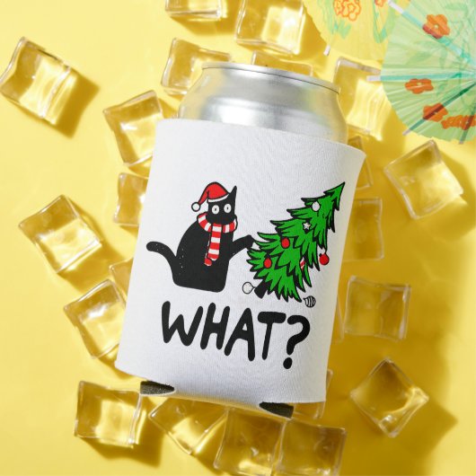 Funny Black Cat Pushing Christmas Tree Pet Lover Dosenkühler (In Situ Sommer)