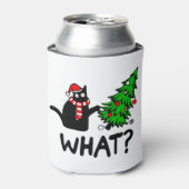 Funny Black Cat Pushing Christmas Tree Pet Lover Dosenkühler (Kanne Vorderseite)