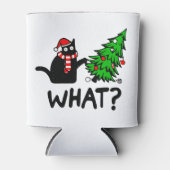 Funny Black Cat Pushing Christmas Tree Pet Lover Dosenkühler (Vorderseite)