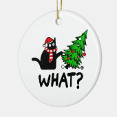 Funny Black Cat Pushing Christmas Tree Pet Lover Keramik Ornament (Links)