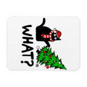 Funny Black Cat Pushing Christmas Tree Pet Lover Magnet (Horizontal)