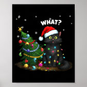 Funny Black Cat Pushing Christmas Tree  Poster (Vorne)