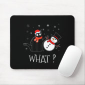 Funny Black Cat Pushing Snowman Christmas Winter C Mousepad (Mit Mouse)