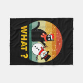 Funny Black Cat Pushing Snowman Xmas Winter Costum Fleecedecke (Vorderseite (Horizontal))