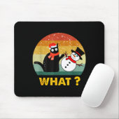 Funny Black Cat Pushing Snowman Xmas Winter Costum Mousepad (Mit Mouse)