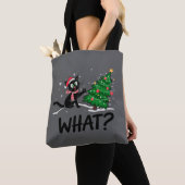 Funny Black Cat Pushing Weihnachtsbaum Katze Was? Tasche (Von Nahem)