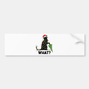 Funny Black Cat Pushing Weihnachtsbaum über Cat Ch Autoaufkleber