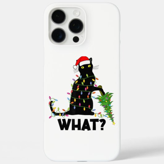 Funny Black Cat Pushing Weihnachtsbaum über Cat Ch Case-Mate iPhone Hülle (Rückseite)