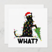 Funny Black Cat Pushing Weihnachtsbaum über Cat Ch Dankeskarte (Vorne/Hinten)