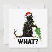 Funny Black Cat Pushing Weihnachtsbaum über Cat Ch Einladung (Rückseite)