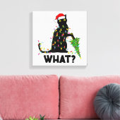 Funny Black Cat Pushing Weihnachtsbaum über Cat Ch Leinwanddruck (Insitu (Wohnzimmer))