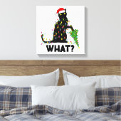Funny Black Cat Pushing Weihnachtsbaum über Cat Ch Leinwanddruck (Insitu (Schlafzimmer))