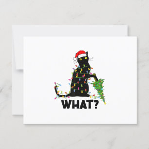 Funny Black Cat Pushing Weihnachtsbaum über Cat Ch RSVP Karte