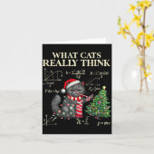 Funny Black Cat Pushing Xmas Tree Over Cats Physic Karte (Gelbe Blume)