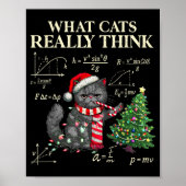 Funny Black Cat Pushing Xmas Tree Over Cats Physic Poster (Vorne)