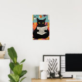 Funny Black cat Reading Newspaper  Poster (Heimbüro)