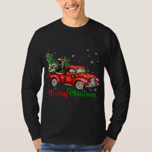 Funny Black Cat Riding Red Truck Weihnachtsbaum Li T-Shirt